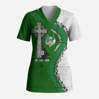 Ancient Order Of Hibernians Scrub Top Celtic Cross Irish American Flag Heritage