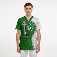 Ancient Order Of Hibernians Scrub Top Celtic Cross Irish American Flag Heritage
