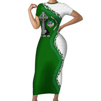 Ancient Order Of Hibernians Short Sleeve Bodycon Dress Celtic Cross Irish American Flag Heritage