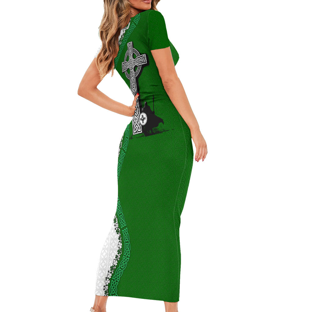 Ancient Order Of Hibernians Short Sleeve Bodycon Dress Celtic Cross Irish American Flag Heritage