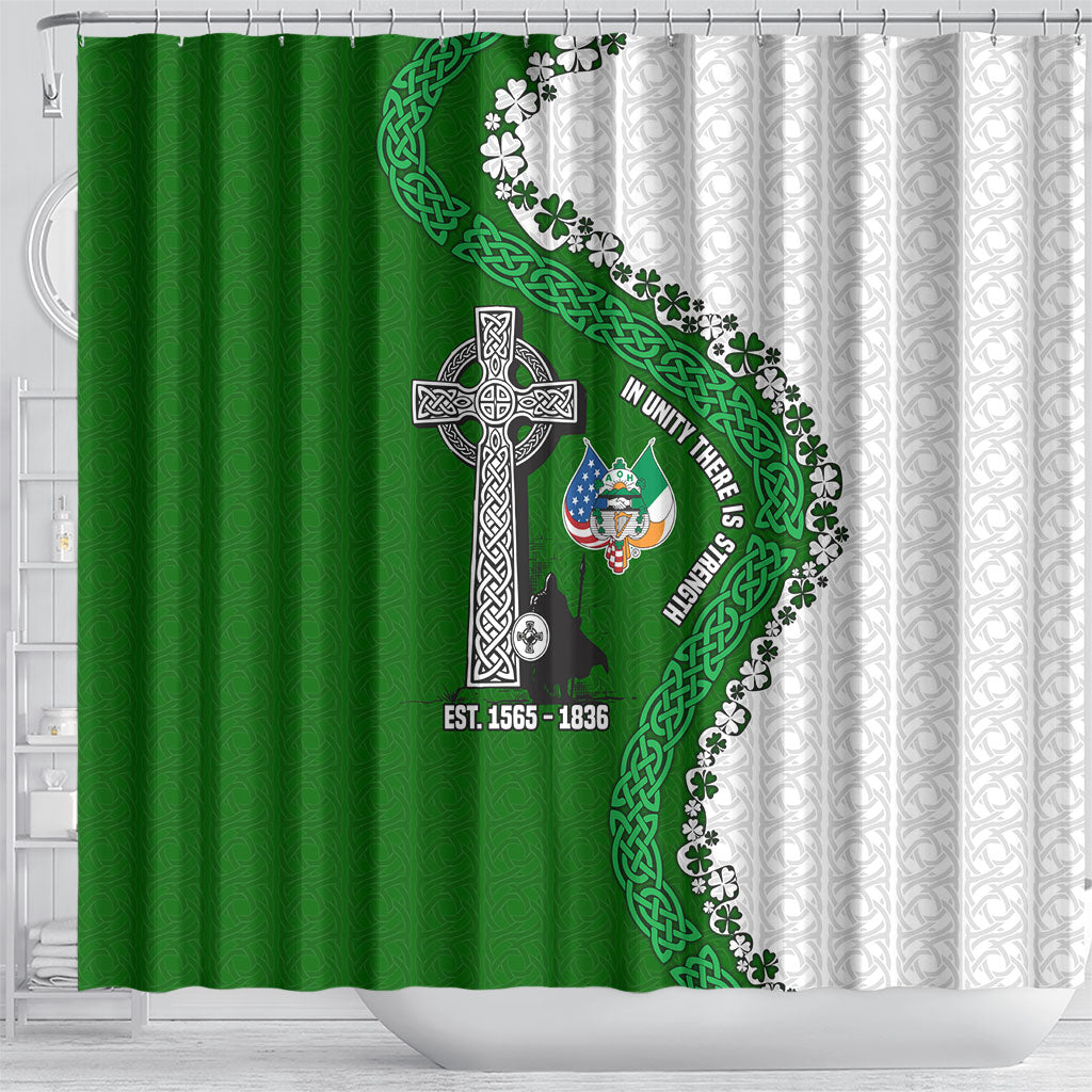 Ancient Order Of Hibernians Shower Curtain Celtic Cross Irish American Flag Heritage
