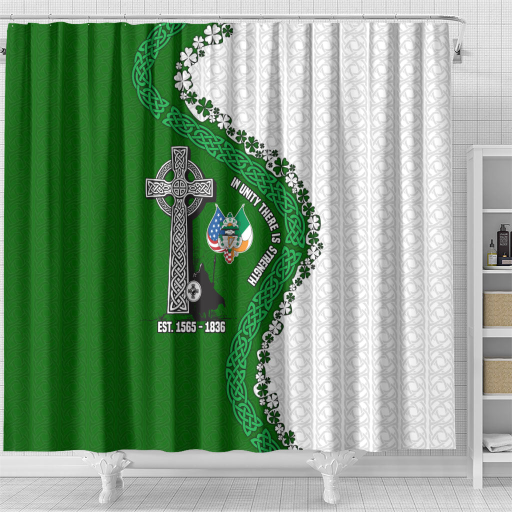Ancient Order Of Hibernians Shower Curtain Celtic Cross Irish American Flag Heritage