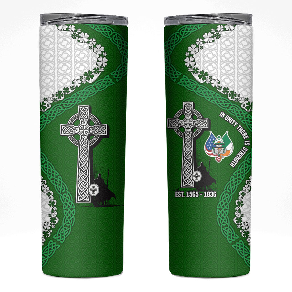 Ancient Order Of Hibernians Skinny Tumbler Celtic Cross Irish American Flag Heritage