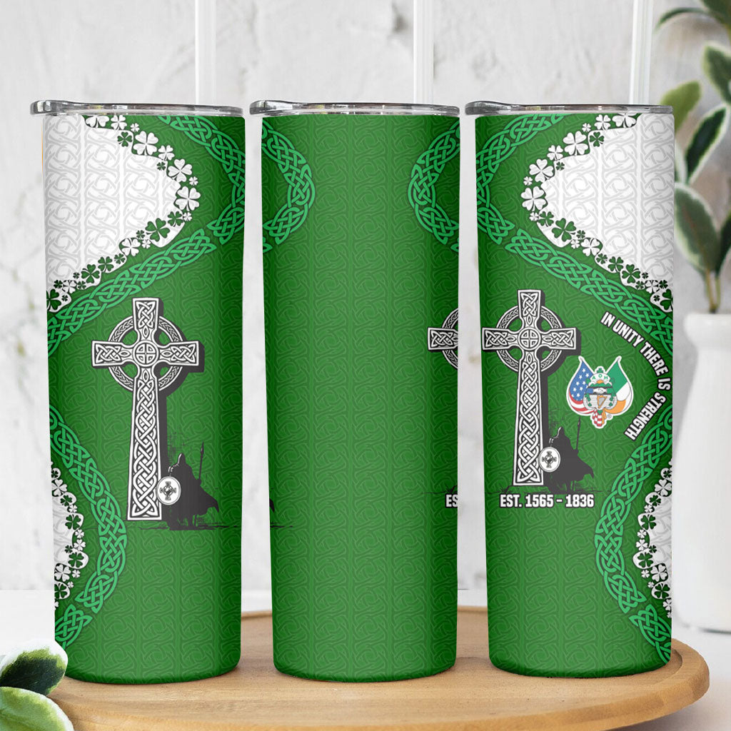 Ancient Order Of Hibernians Skinny Tumbler Celtic Cross Irish American Flag Heritage