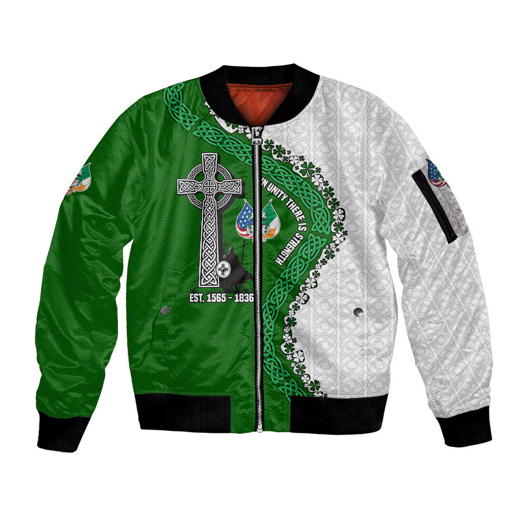 Ancient Order Of Hibernians Sleeve Zip Bomber Jacket Celtic Cross Irish American Flag Heritage