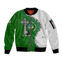 Ancient Order Of Hibernians Sleeve Zip Bomber Jacket Celtic Cross Irish American Flag Heritage