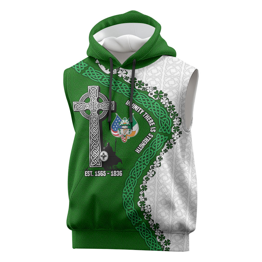 Ancient Order Of Hibernians Sleeveless Hoodie Celtic Cross Irish American Flag Heritage