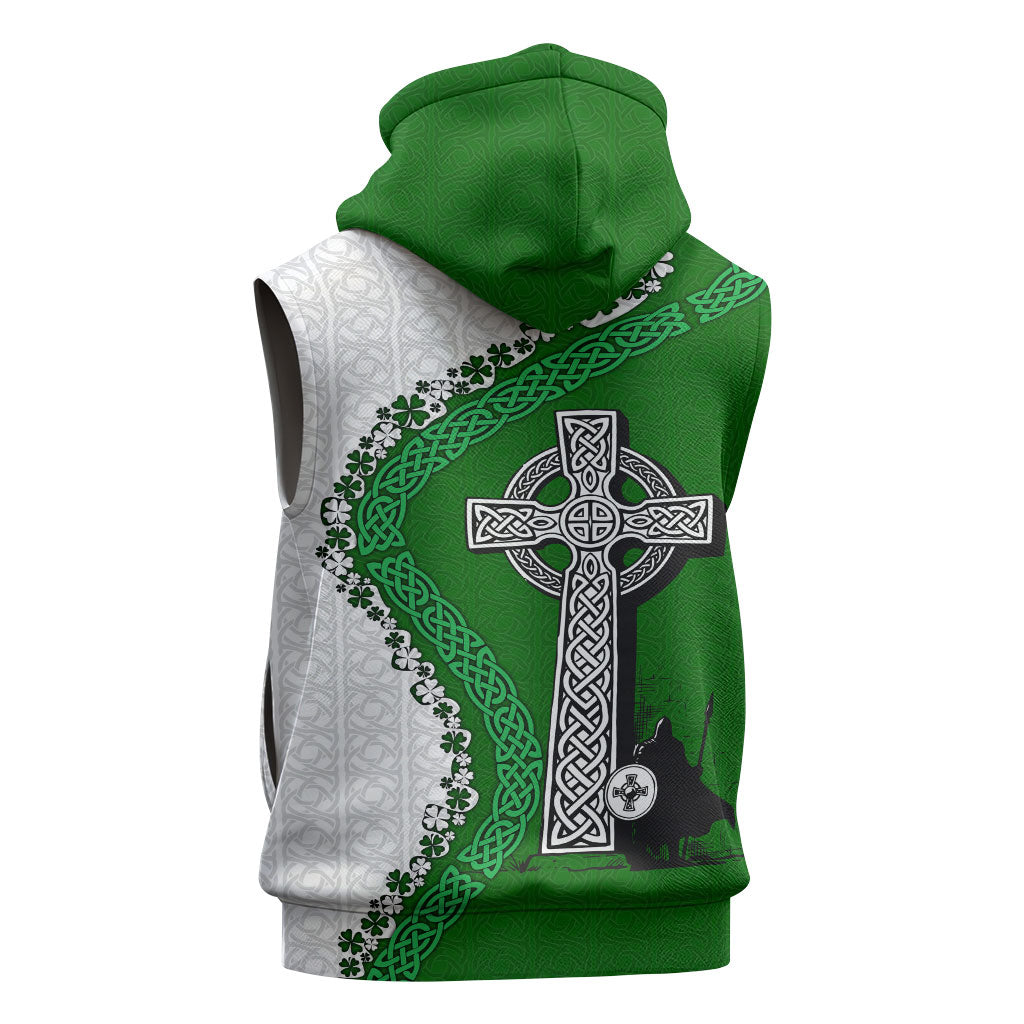 Ancient Order Of Hibernians Sleeveless Hoodie Celtic Cross Irish American Flag Heritage
