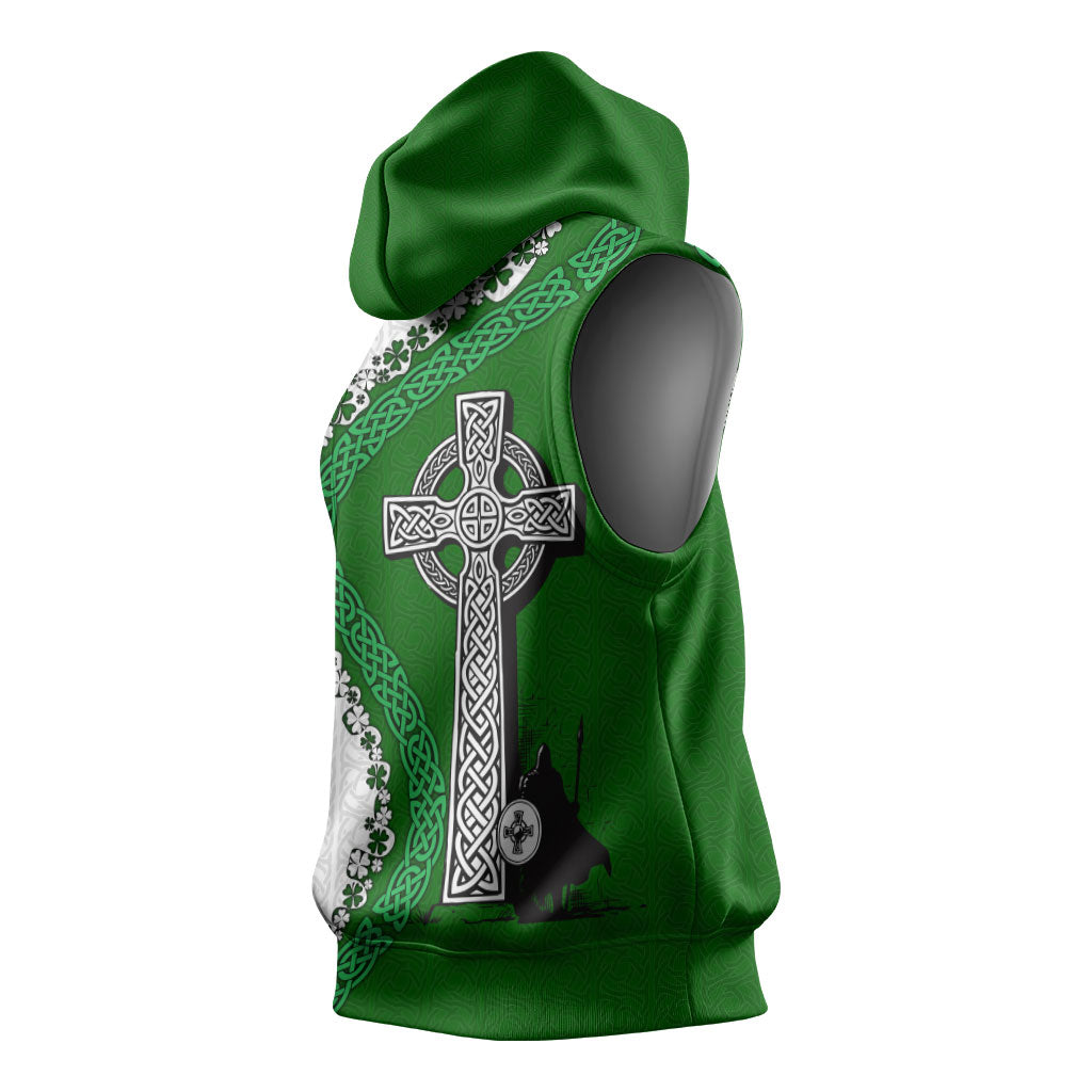 Ancient Order Of Hibernians Sleeveless Hoodie Celtic Cross Irish American Flag Heritage