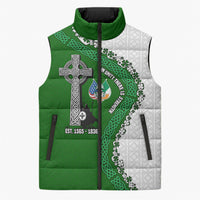 Ancient Order Of Hibernians Sleeveless Puffer Jacket Celtic Cross Irish American Flag Heritage