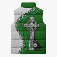 Ancient Order Of Hibernians Sleeveless Puffer Jacket Celtic Cross Irish American Flag Heritage