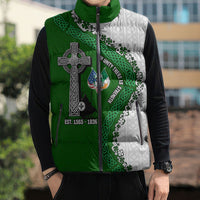 Ancient Order Of Hibernians Sleeveless Puffer Jacket Celtic Cross Irish American Flag Heritage