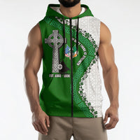 Ancient Order Of Hibernians Sleeveless Zip Hoodie Celtic Cross Irish American Flag Heritage