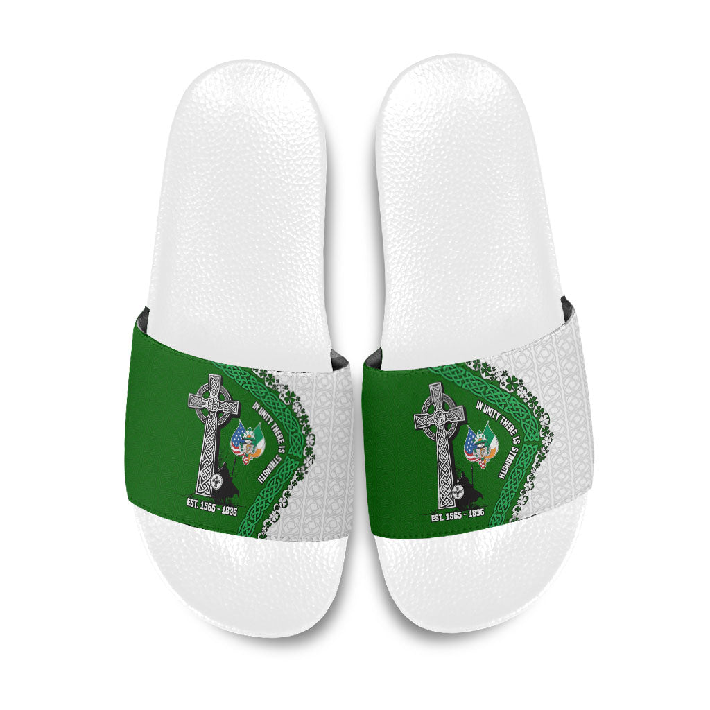 Ancient Order Of Hibernians Slide Sandals Celtic Cross Irish American Flag Heritage