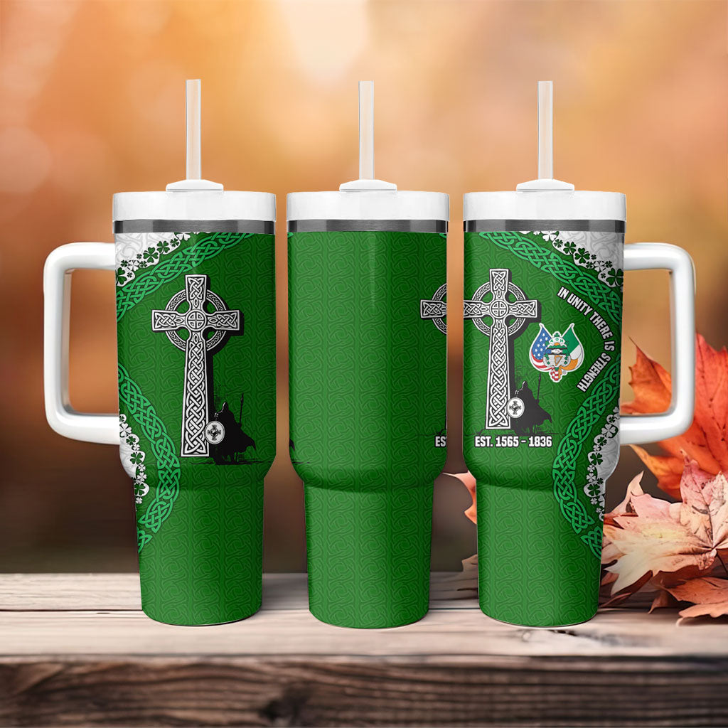 Ancient Order Of Hibernians Tumbler With Handle Celtic Cross Irish American Flag Heritage
