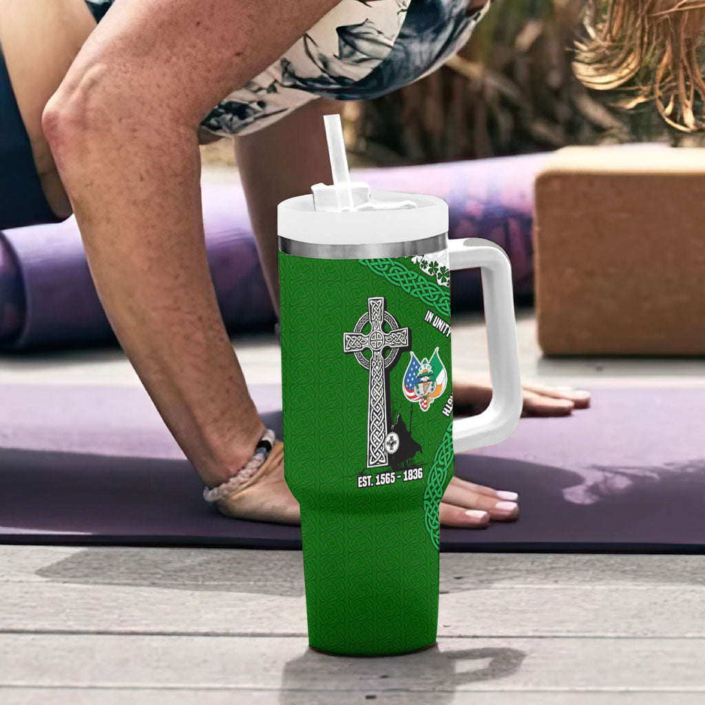 Ancient Order Of Hibernians Tumbler With Handle Celtic Cross Irish American Flag Heritage