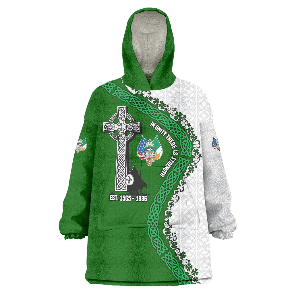 Ancient Order Of Hibernians Wearable Blanket Hoodie Celtic Cross Irish American Flag Heritage