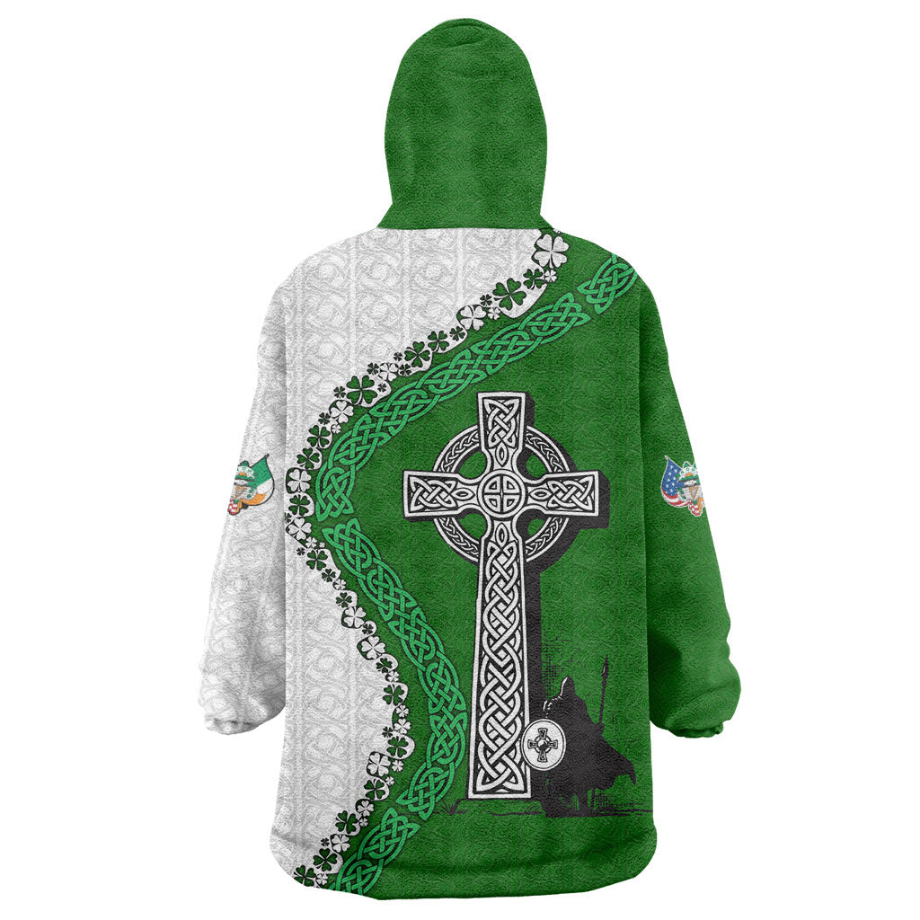 Ancient Order Of Hibernians Wearable Blanket Hoodie Celtic Cross Irish American Flag Heritage