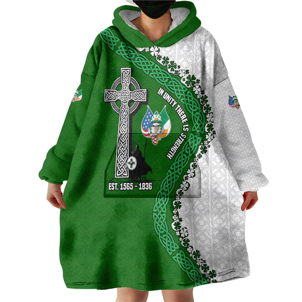 Ancient Order Of Hibernians Wearable Blanket Hoodie Celtic Cross Irish American Flag Heritage