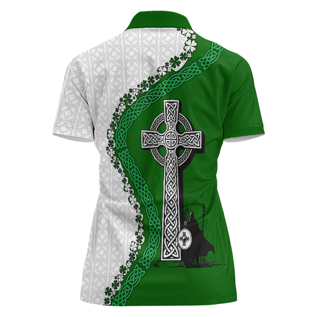 Ancient Order Of Hibernians Women Polo Shirt Celtic Cross Irish American Flag Heritage