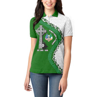 Ancient Order Of Hibernians Women Polo Shirt Celtic Cross Irish American Flag Heritage
