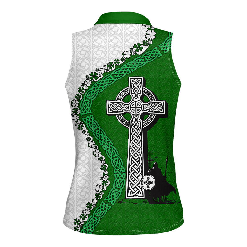 Ancient Order Of Hibernians Women Sleeveless Polo Shirt Celtic Cross Irish American Flag Heritage