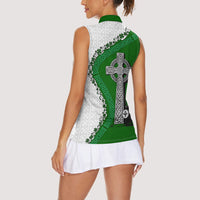 Ancient Order Of Hibernians Women Sleeveless Polo Shirt Celtic Cross Irish American Flag Heritage