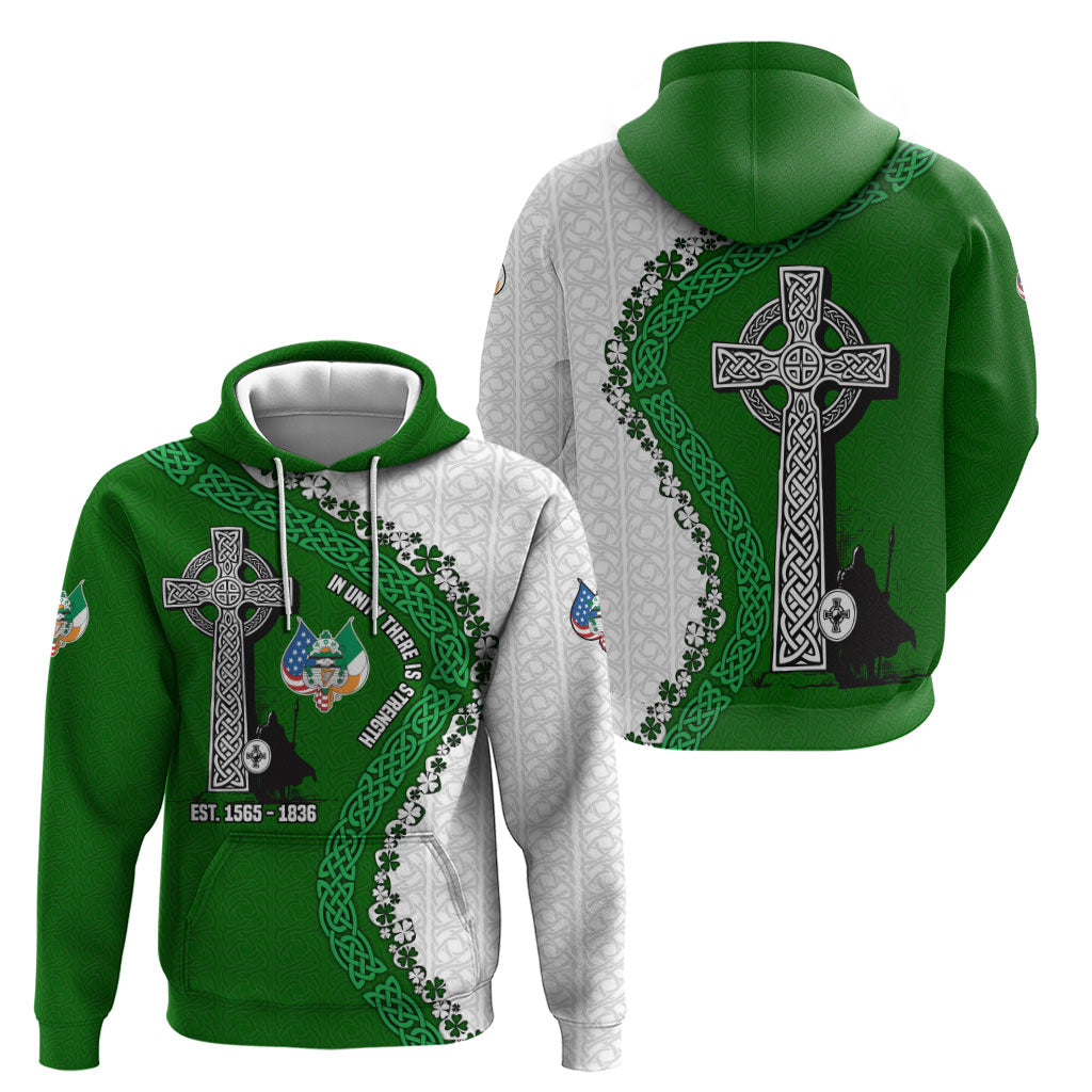 Ancient Order Of Hibernians Zip Hoodie Celtic Cross Irish American Flag Heritage