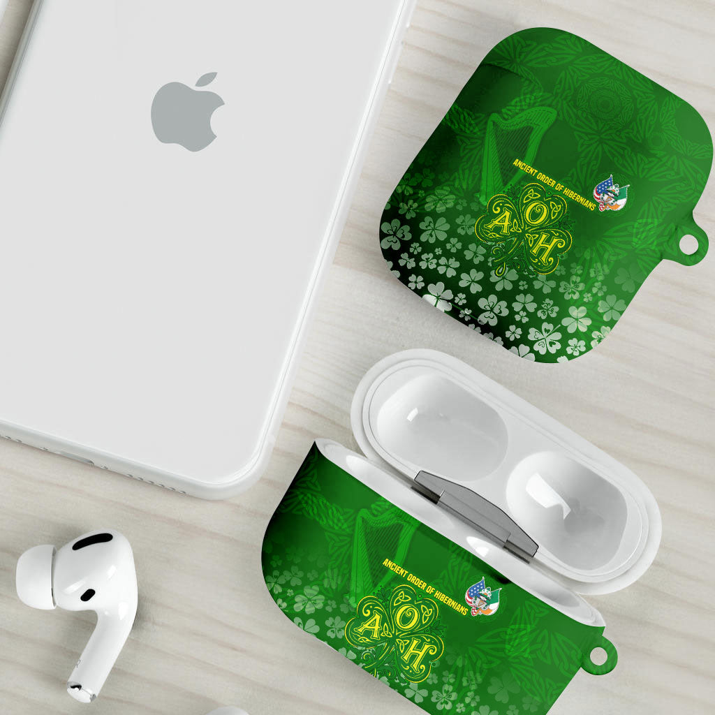 Ancient Order Of Hibernians AirPods Case Irish Celtic Knotwork - Shamrock Harp