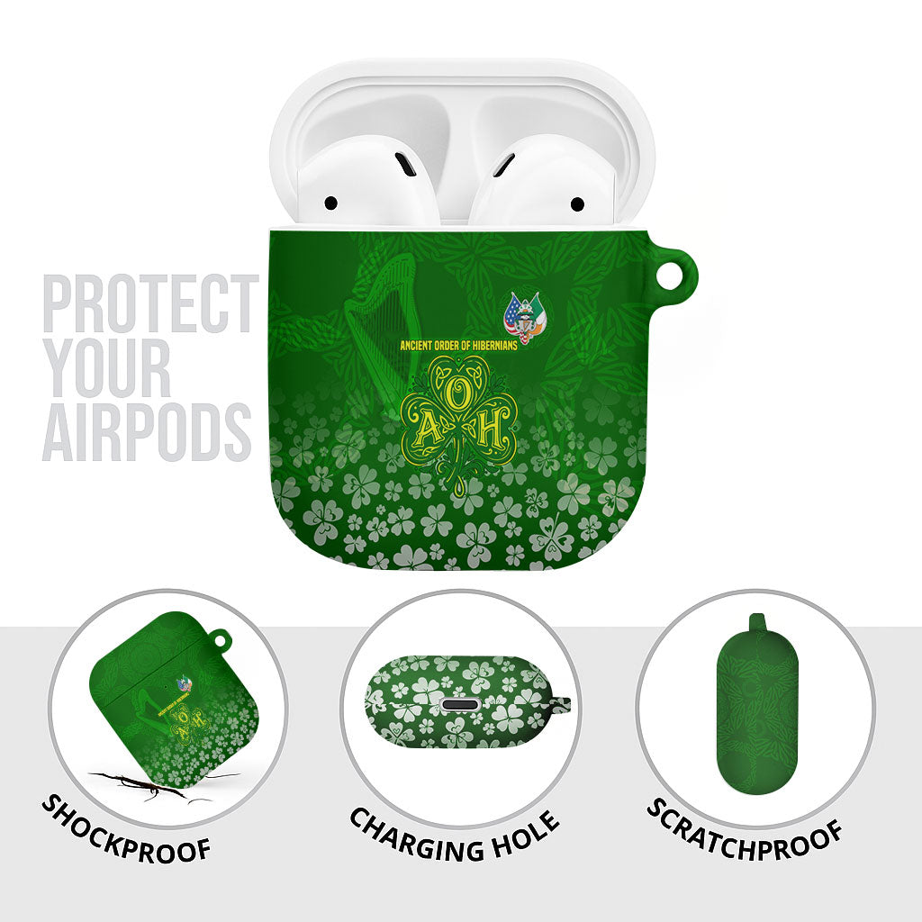 Ancient Order Of Hibernians AirPods Case Irish Celtic Knotwork - Shamrock Harp
