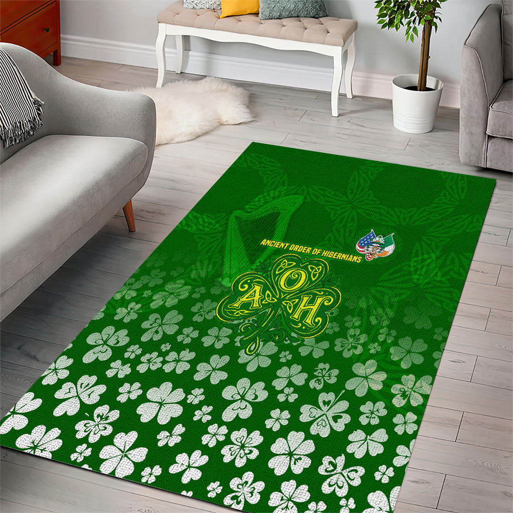 Ancient Order Of Hibernians Area Rug Irish Celtic Knotwork - Shamrock Harp