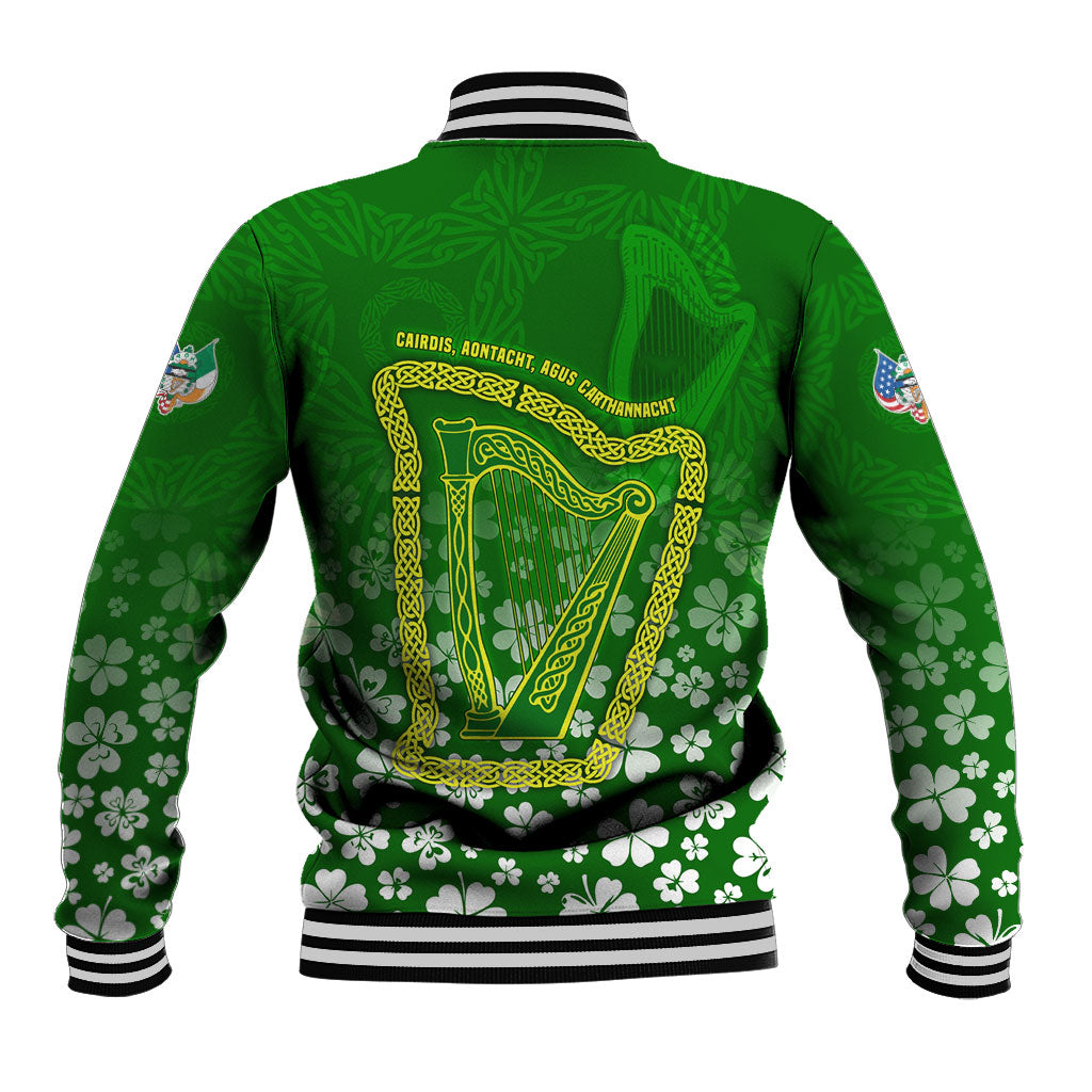 Ancient Order Of Hibernians Baseball Jacket Irish Celtic Knotwork - Shamrock Harp