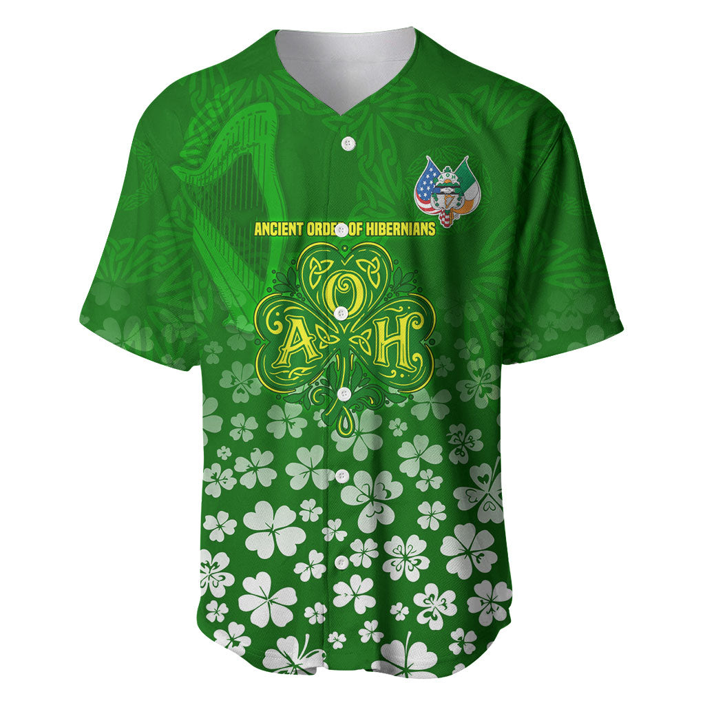 Ancient Order Of Hibernians Baseball Jersey Irish Celtic Knotwork - Shamrock Harp