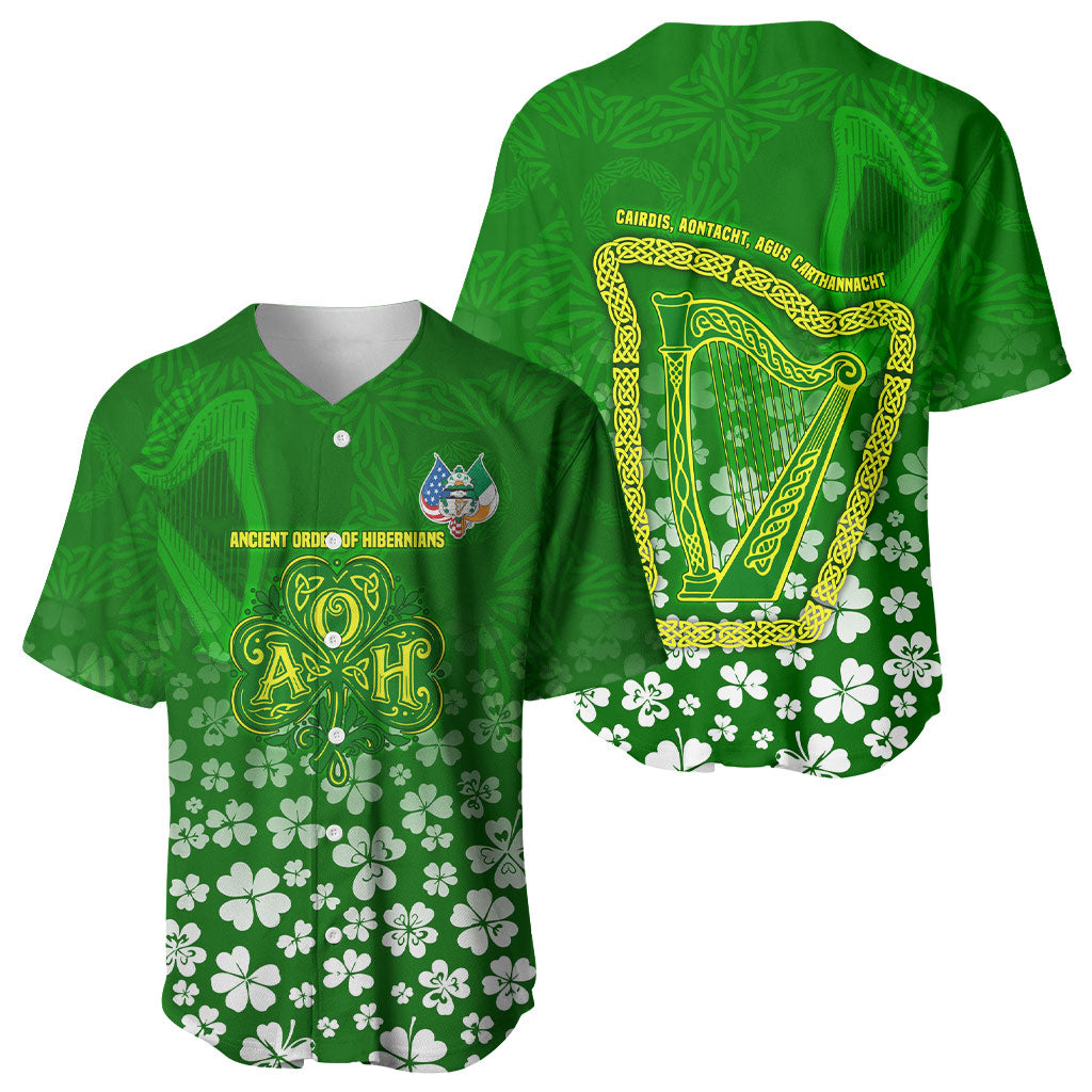 Ancient Order Of Hibernians Baseball Jersey Irish Celtic Knotwork - Shamrock Harp