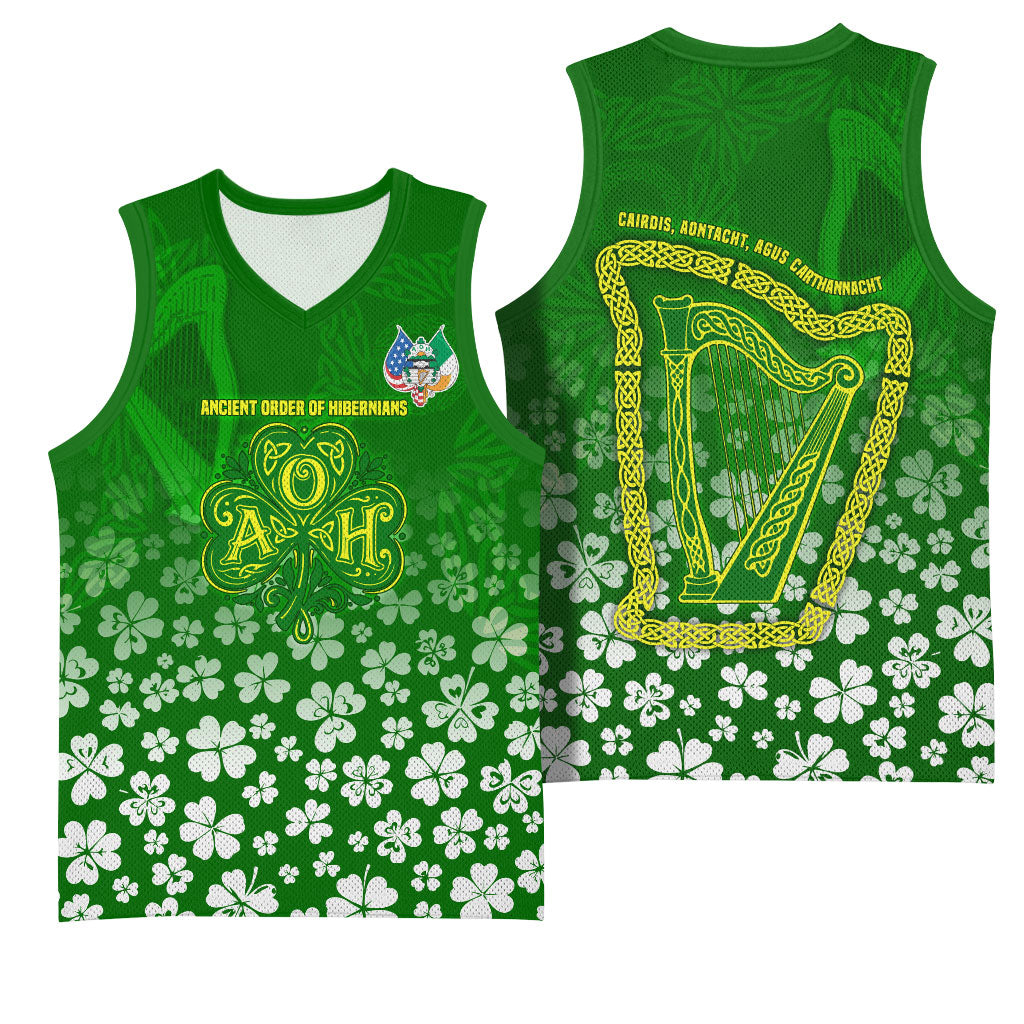 Ancient Order Of Hibernians Basketball Jersey Irish Celtic Knotwork - Shamrock Harp