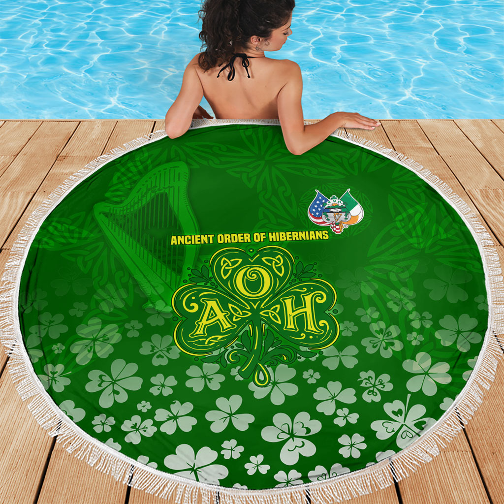 Ancient Order Of Hibernians Beach Blanket Irish Celtic Knotwork - Shamrock Harp