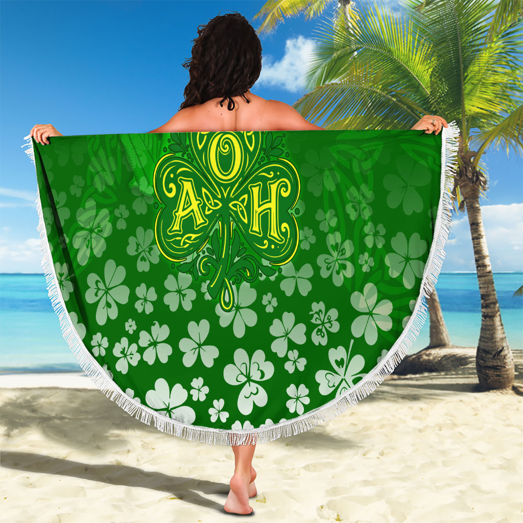 Ancient Order Of Hibernians Beach Blanket Irish Celtic Knotwork - Shamrock Harp