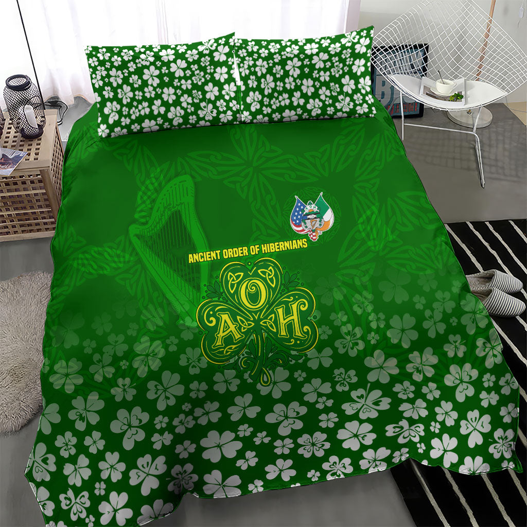 Ancient Order Of Hibernians Bedding Set Irish Celtic Knotwork - Shamrock Harp