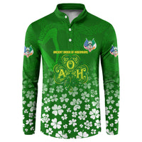 Ancient Order Of Hibernians Button Sweatshirt Irish Celtic Knotwork - Shamrock Harp