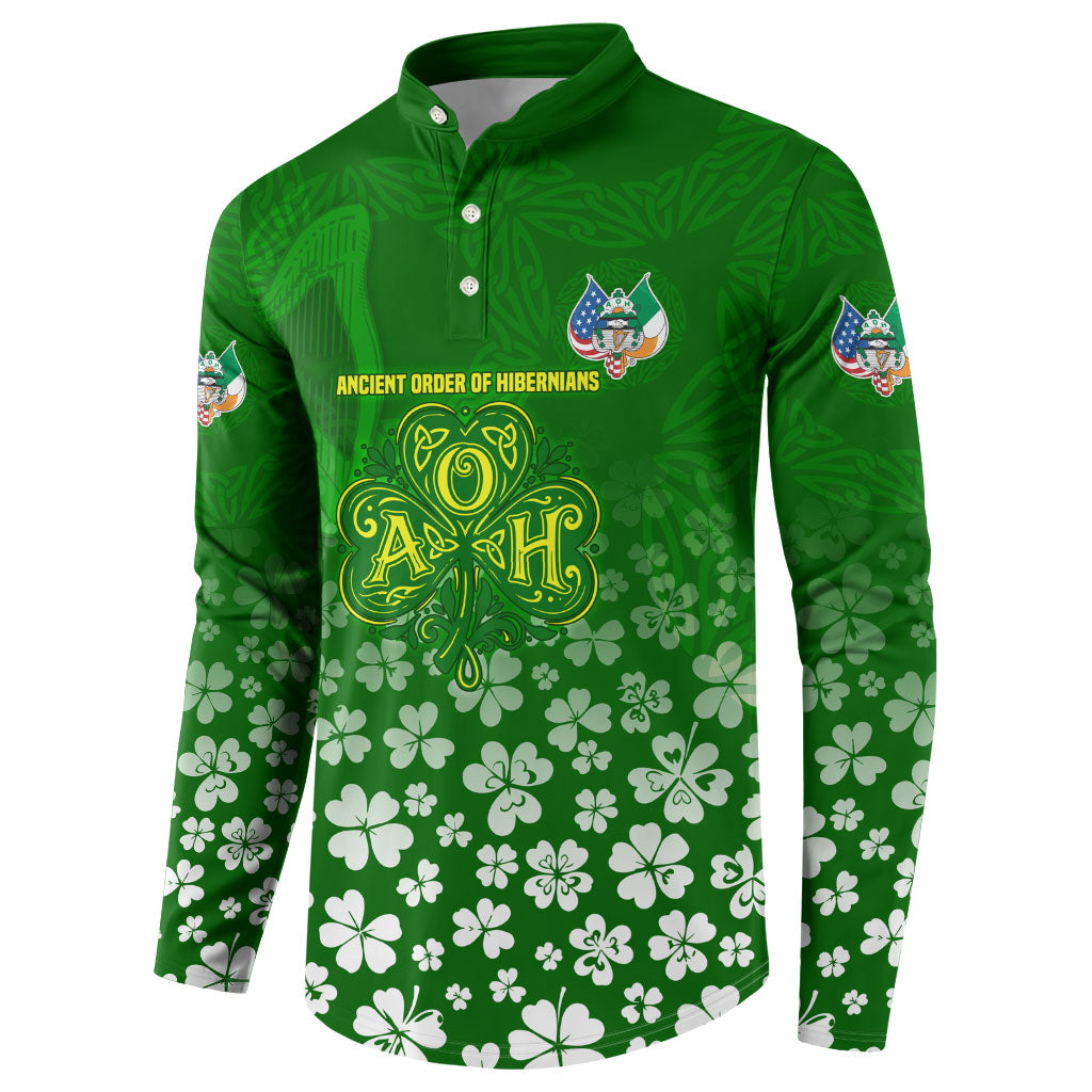 Ancient Order Of Hibernians Button Sweatshirt Irish Celtic Knotwork - Shamrock Harp