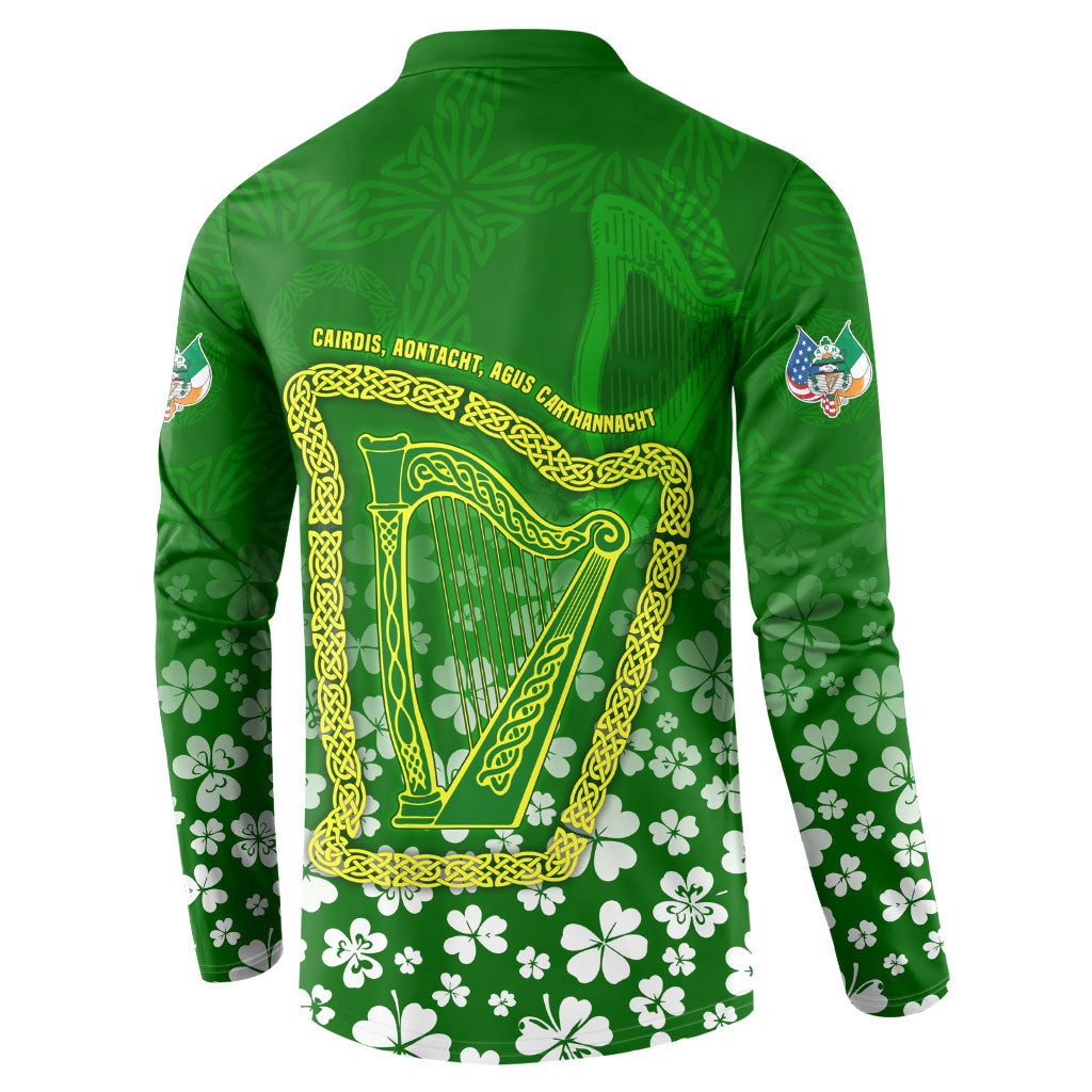 Ancient Order Of Hibernians Button Sweatshirt Irish Celtic Knotwork - Shamrock Harp