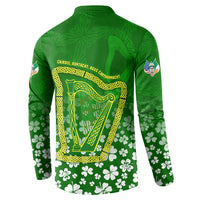Ancient Order Of Hibernians Button Sweatshirt Irish Celtic Knotwork - Shamrock Harp