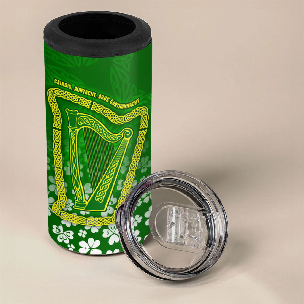 Ancient Order Of Hibernians 4 in 1 Can Cooler Tumbler Irish Celtic Knotwork - Shamrock Harp