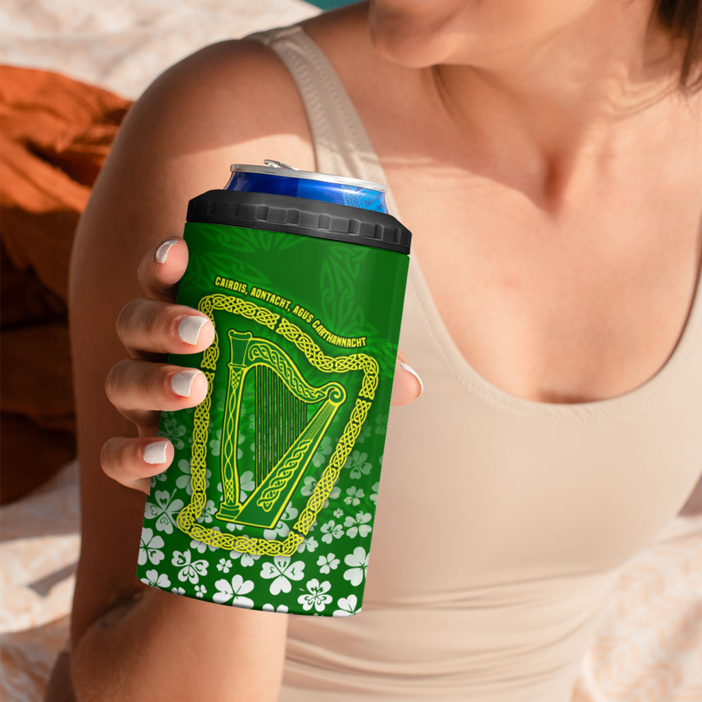 Ancient Order Of Hibernians 4 in 1 Can Cooler Tumbler Irish Celtic Knotwork - Shamrock Harp