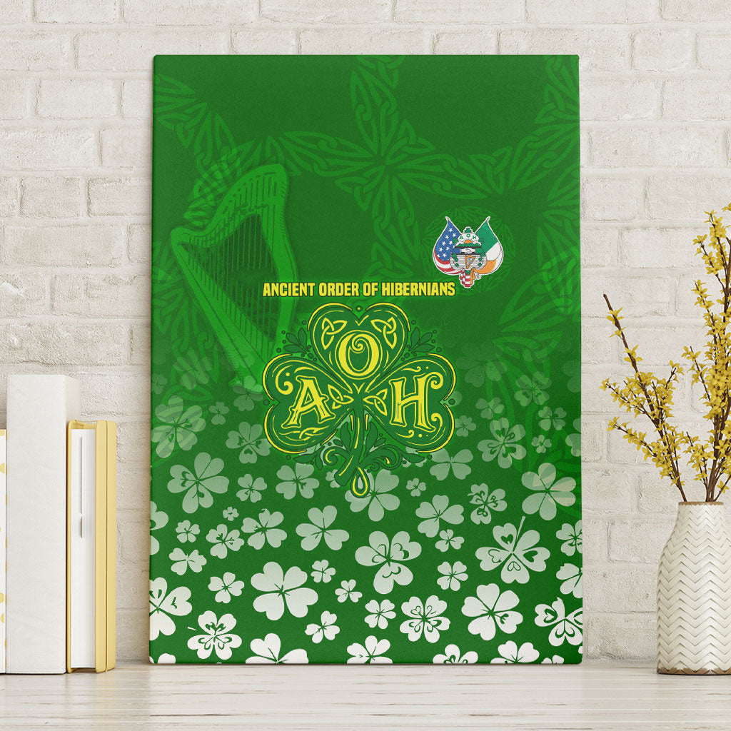 Ancient Order Of Hibernians Canvas Wall Art Irish Celtic Knotwork - Shamrock Harp