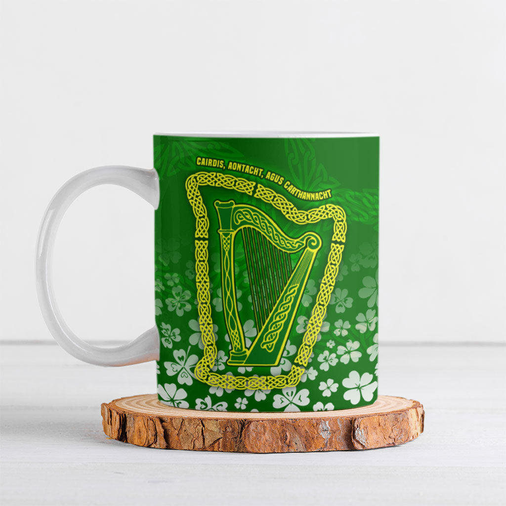 Ancient Order Of Hibernians Ceramic Mug Irish Celtic Knotwork - Shamrock Harp