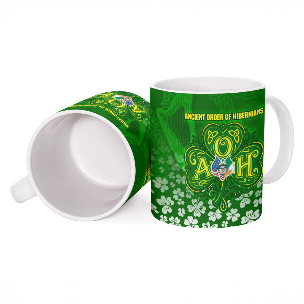 Ancient Order Of Hibernians Ceramic Mug Irish Celtic Knotwork - Shamrock Harp