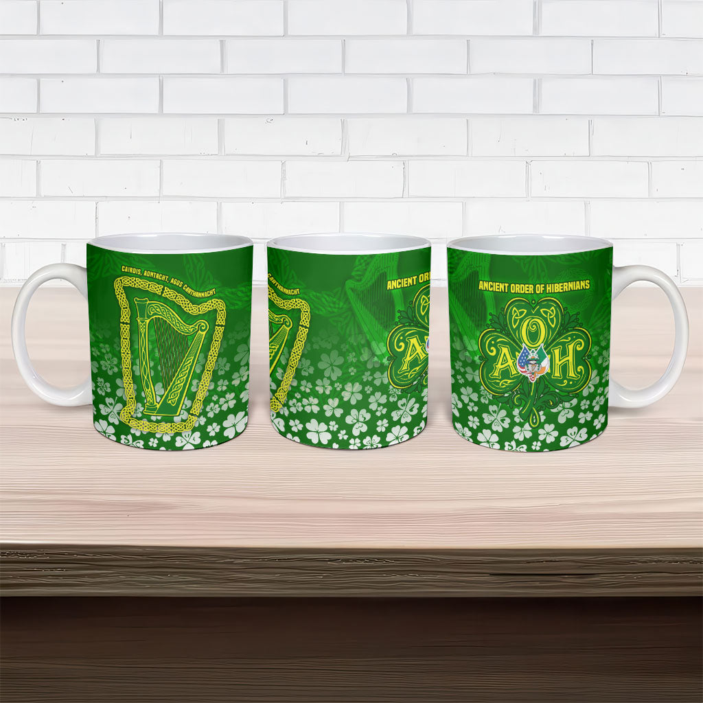 Ancient Order Of Hibernians Ceramic Mug Irish Celtic Knotwork - Shamrock Harp