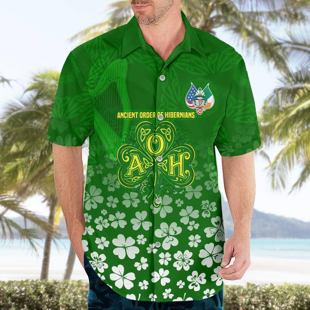 Ancient Order Of Hibernians Hawaiian Shirt Irish Celtic Knotwork - Shamrock Harp