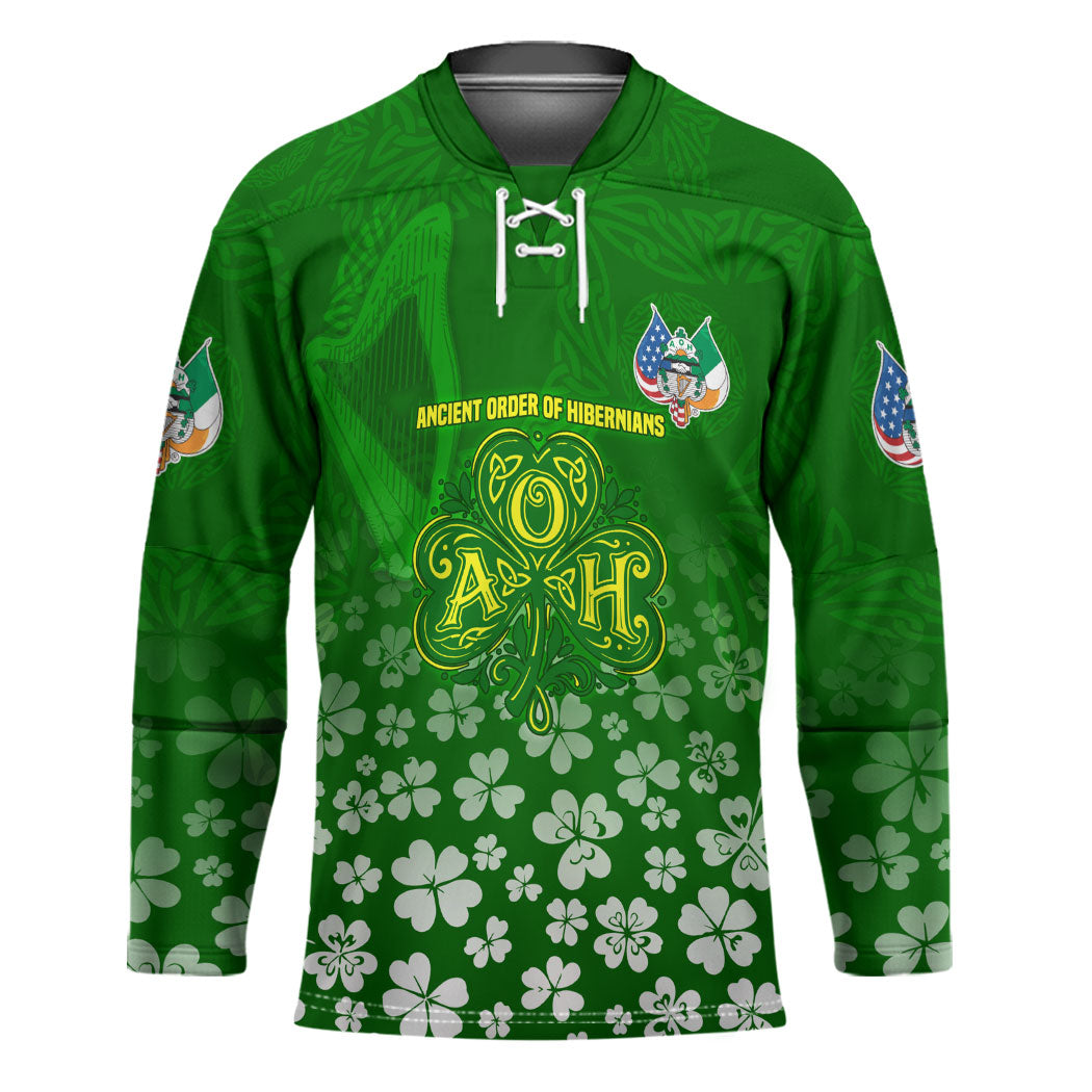 Ancient Order Of Hibernians Hockey Jersey Irish Celtic Knotwork - Shamrock Harp